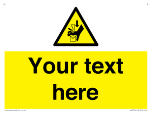 Custom warning hand crushing between press brake tool